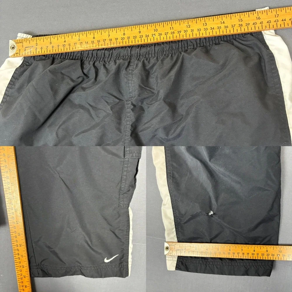 Vintage Y2K Nike Black Trackpants Men's Size Medium White Side Stripes